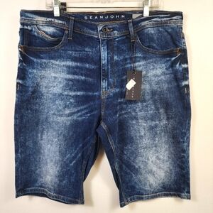 Sean John Men's Blue Denim Shorts 5 Pocket Tapered Fit Stretch Outdoor, sz 38